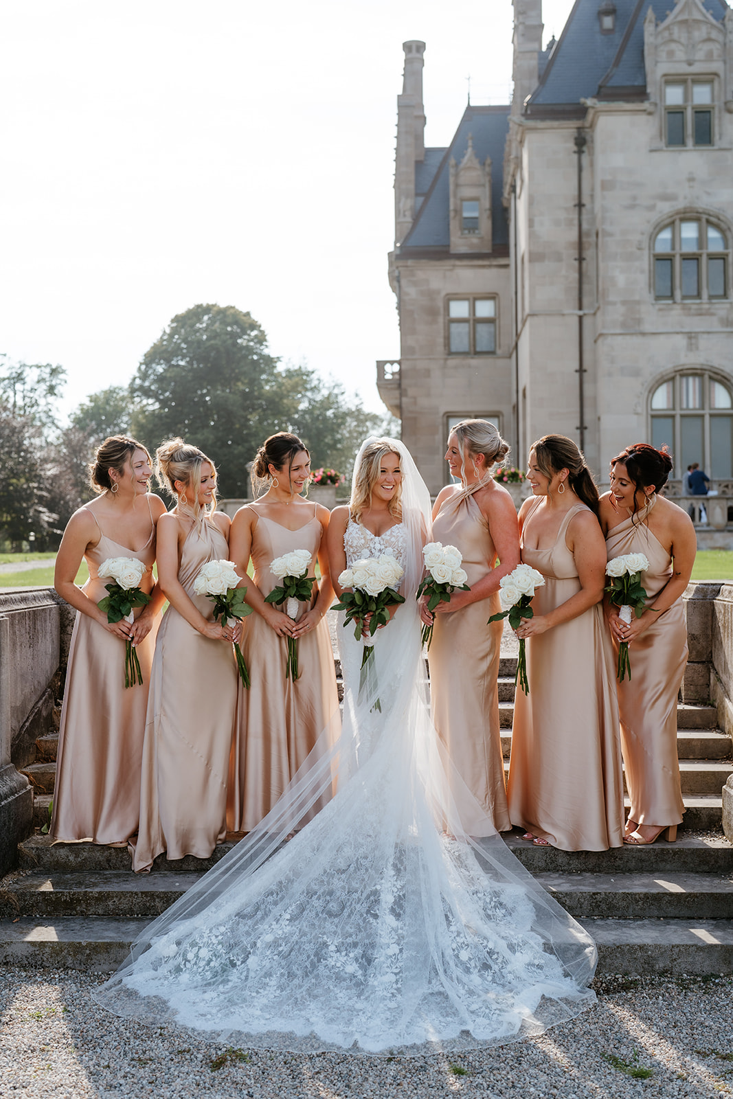 bride and bridesmaid portrait photo at Newport, Rhode Island