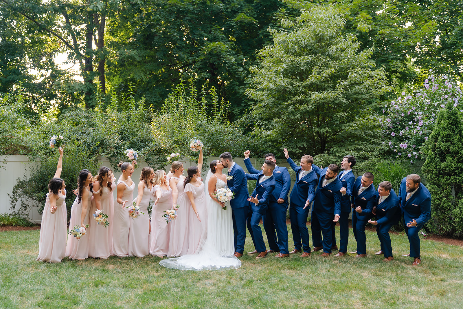 fun bridal party photo outdoor