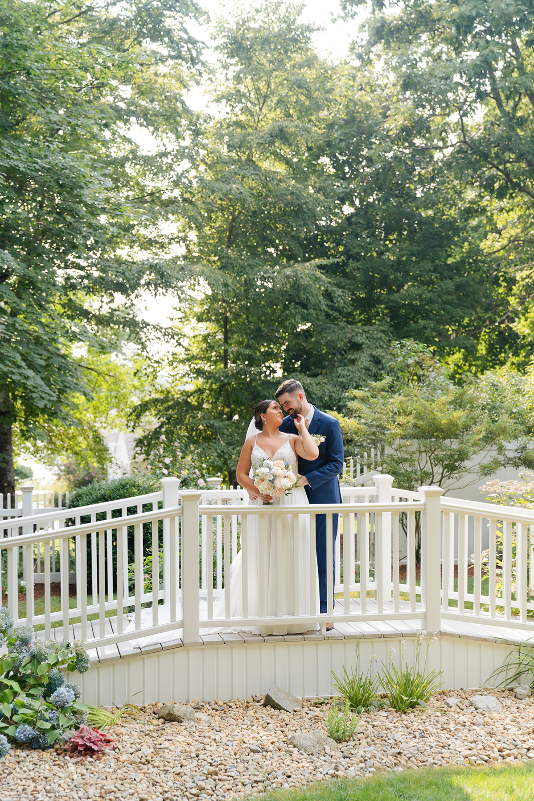 wedding portrait of the couple at the bridge