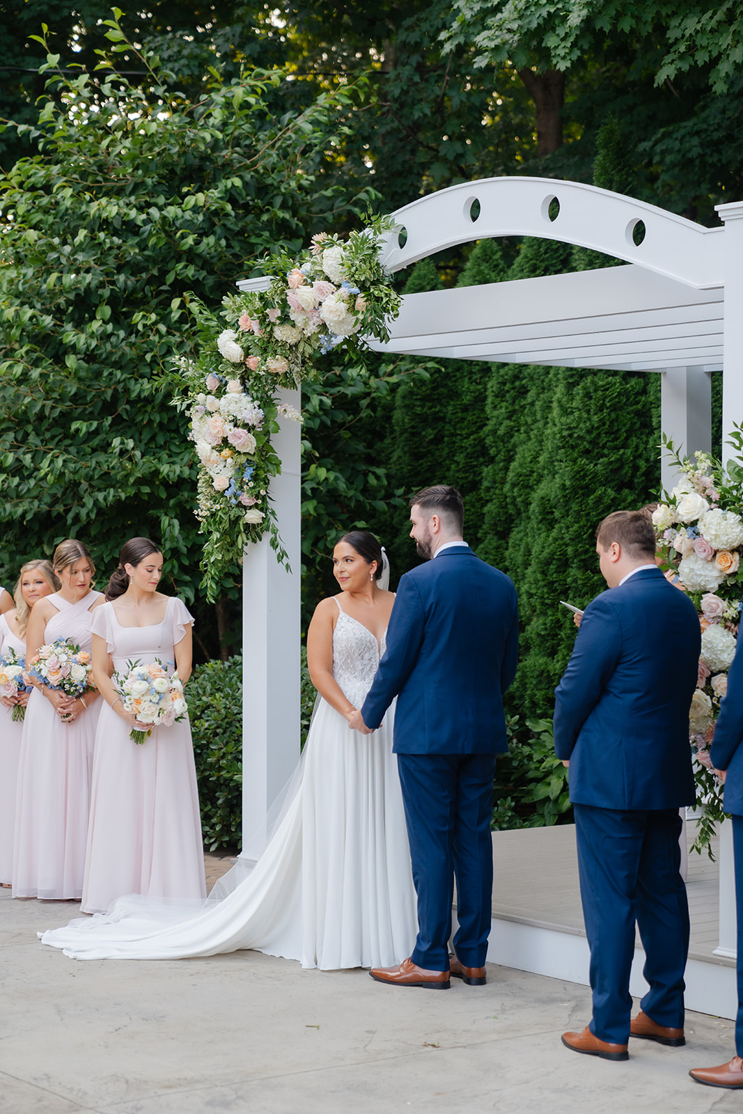 wedding ceremony photo of bride and groom