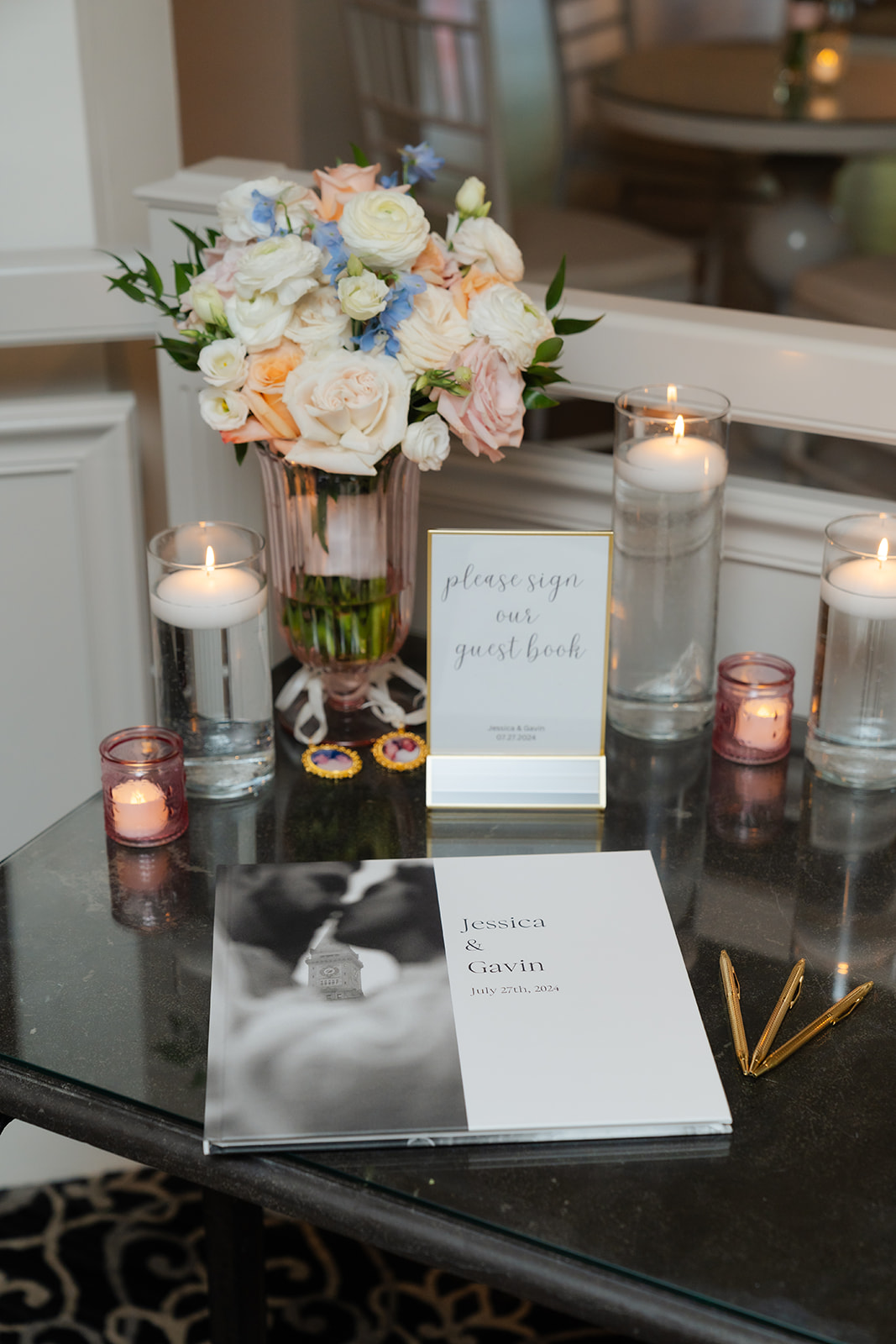 wedding reception welcome table for wedding guest book