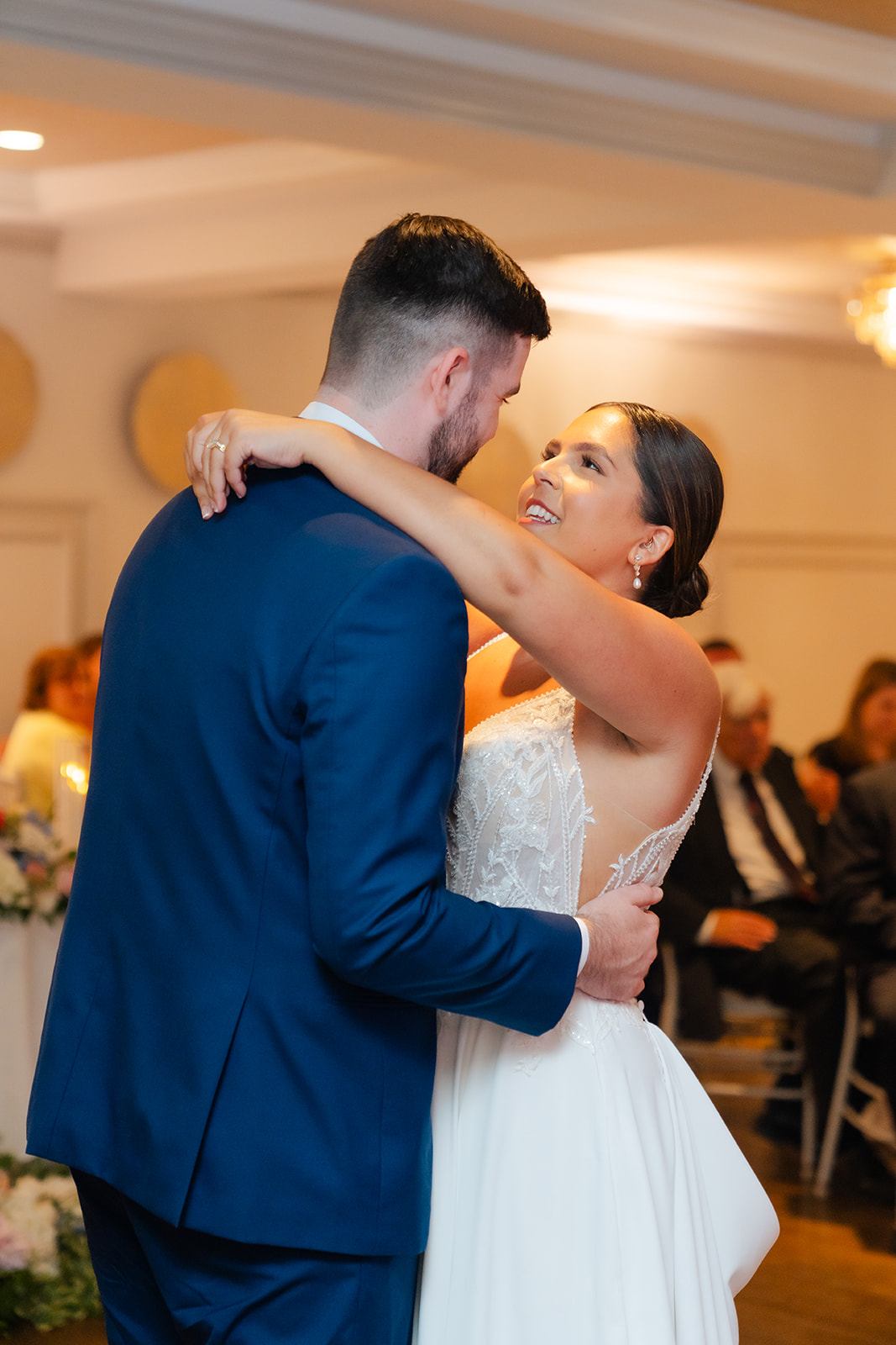 wedding reception photo of the bride and groom for their first dance