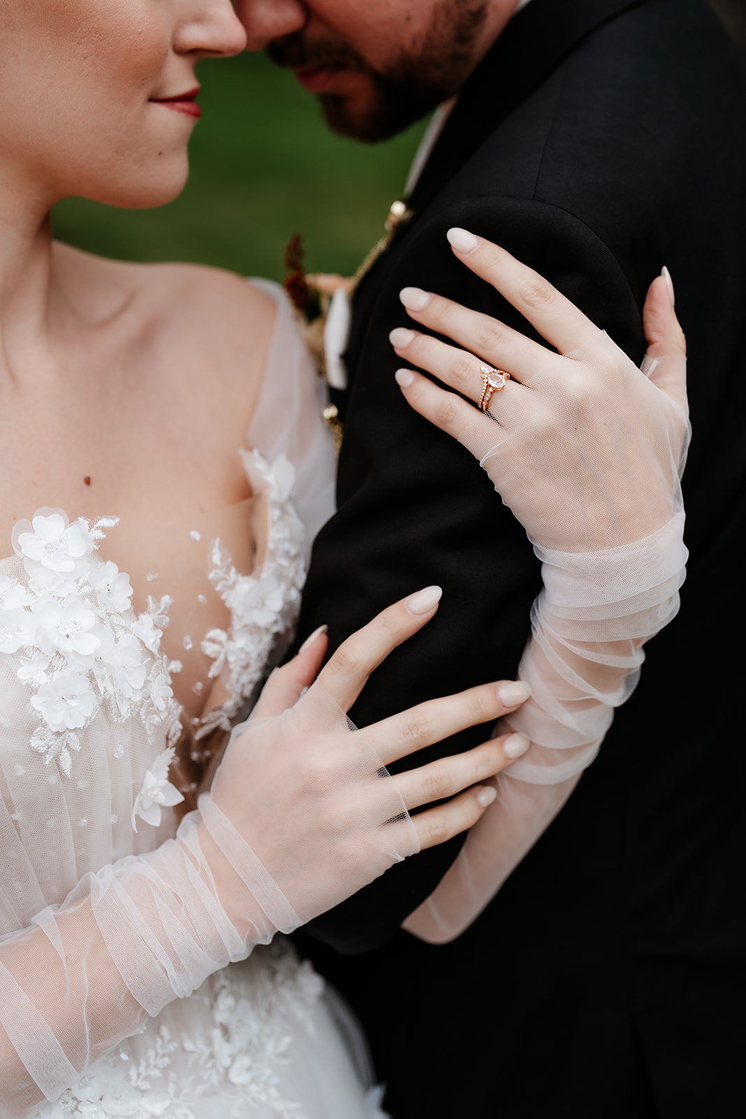 wedding detail photo of bride and groom 