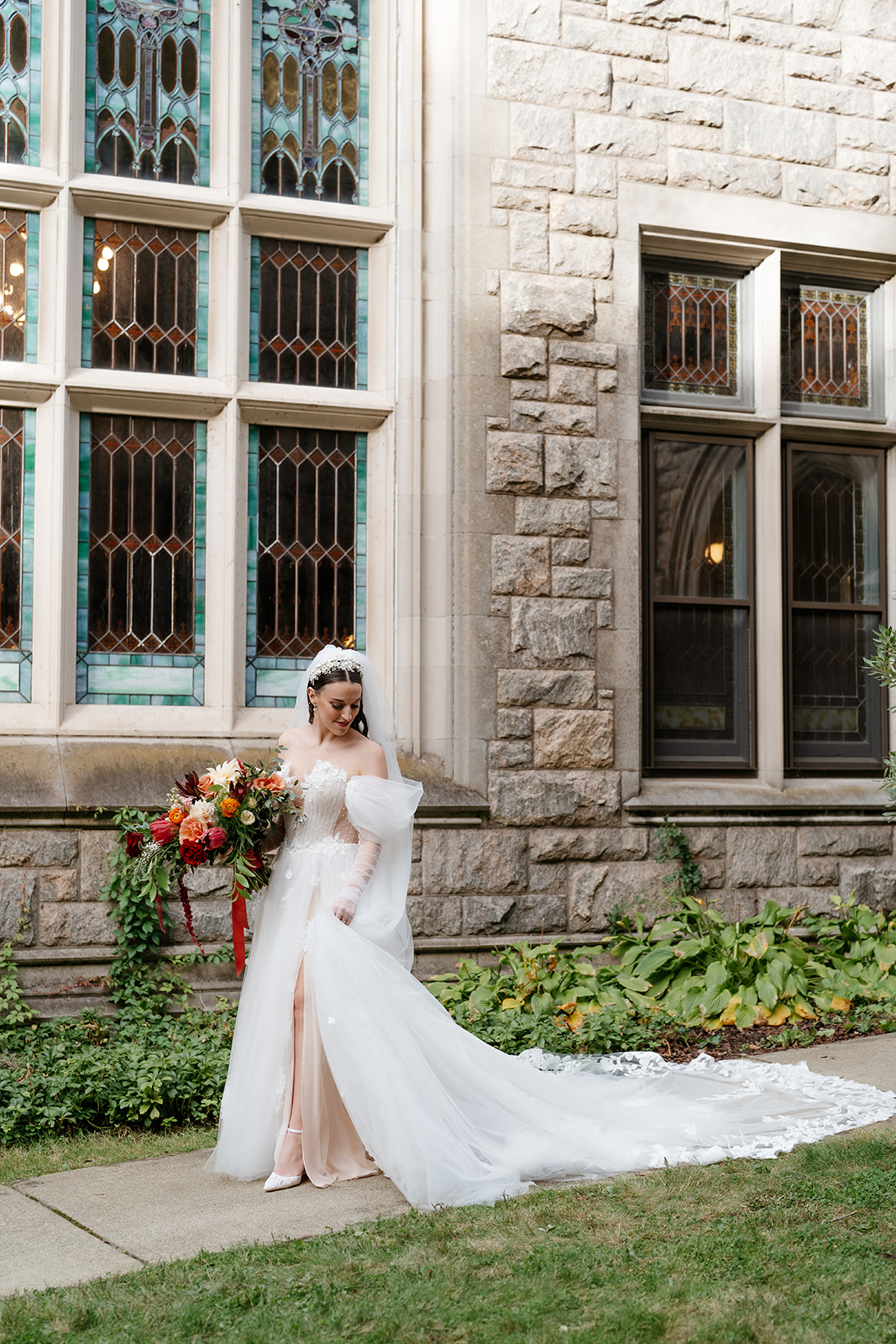 candid wedding photo of the bride 