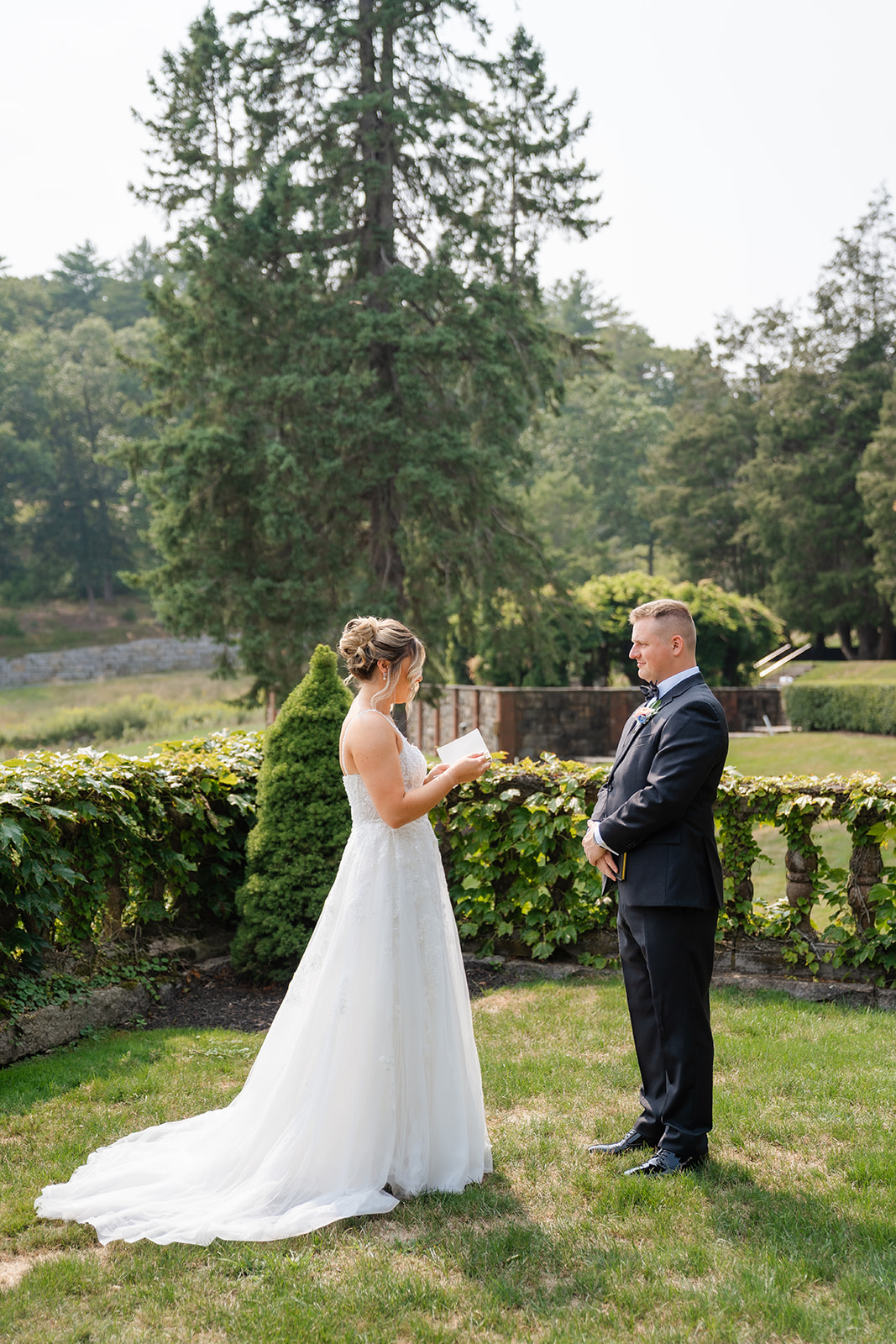 first look wedding speeches of bride and groom