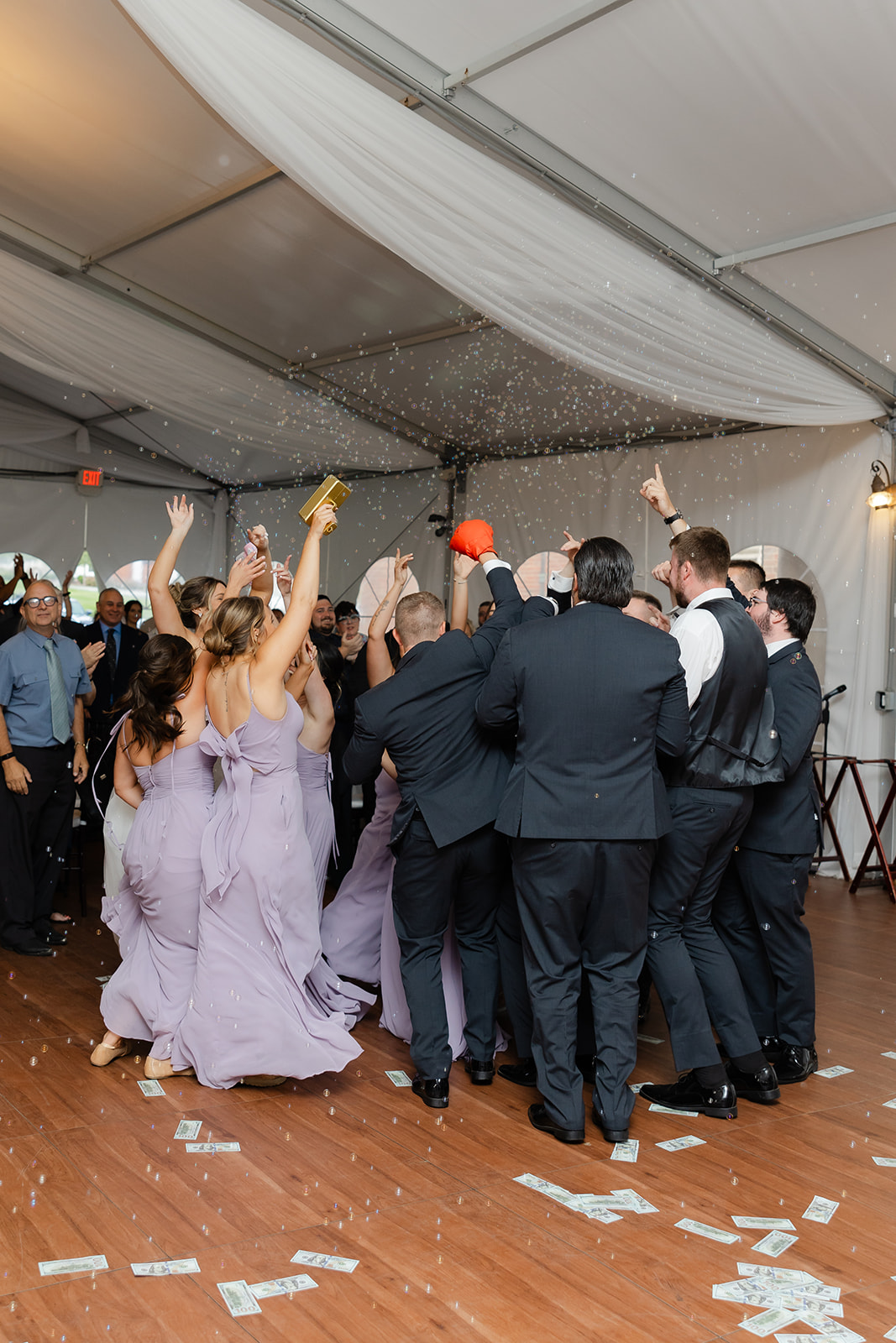 bridal party during wedding reception