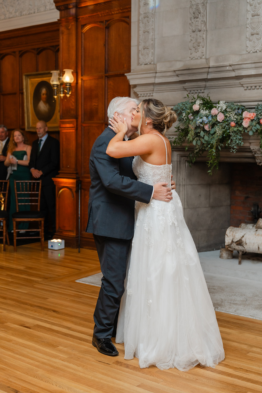 father and daughter dance during wedding reception