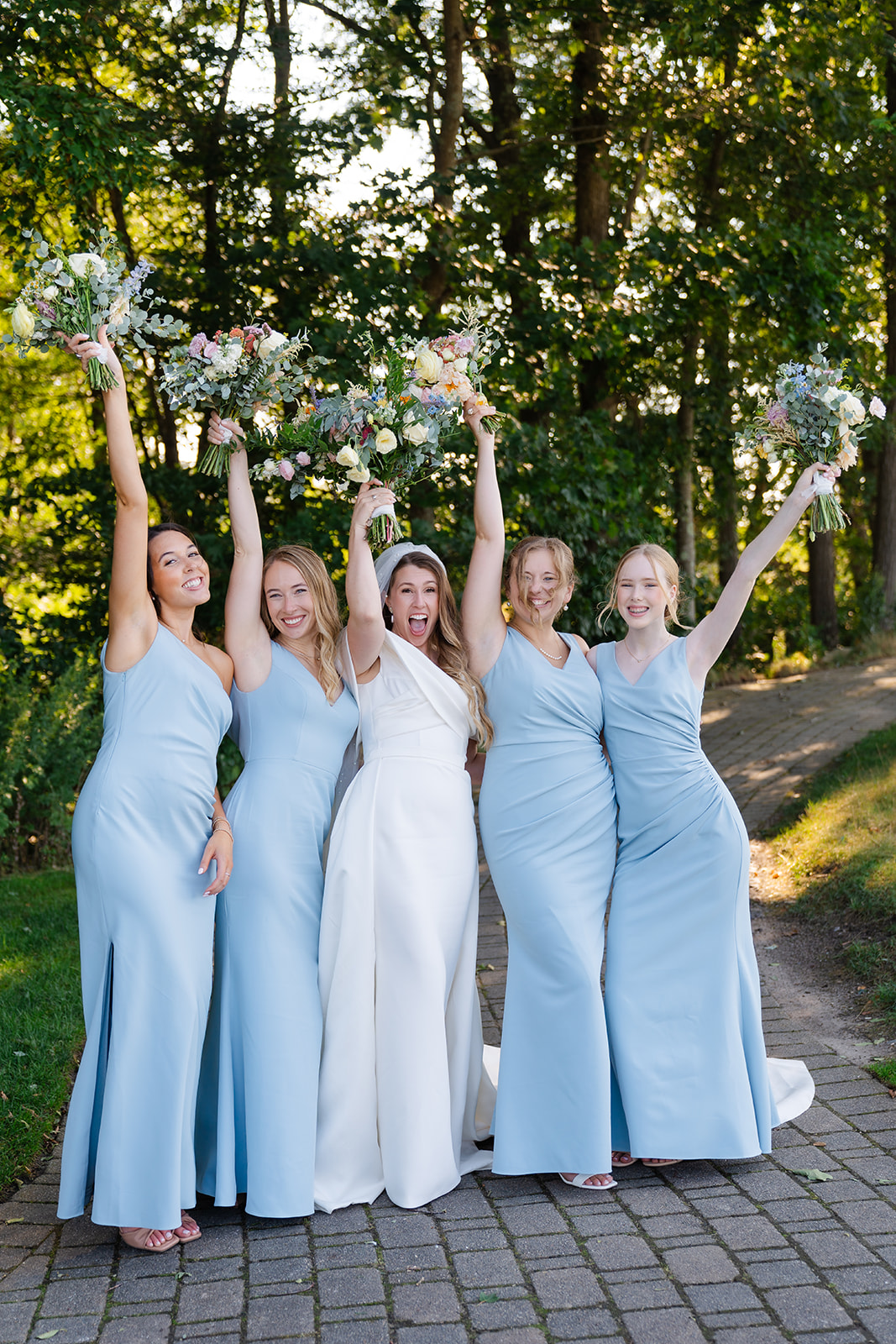 fun and carefree bride and bridesmaids picture