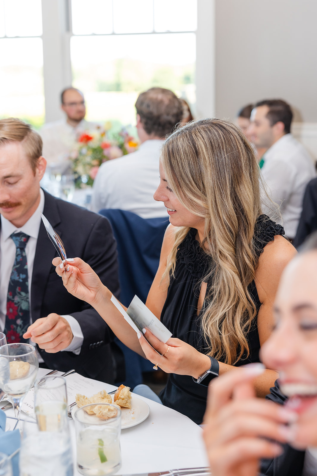 guest seeing their photo during the wedding reception