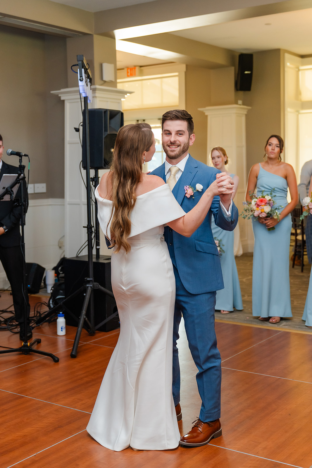 first dance of bride and groom during wedding reception