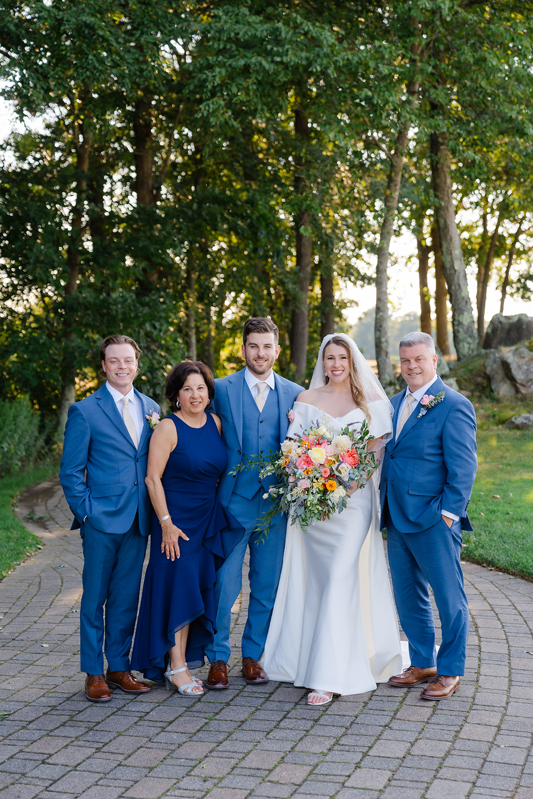 family portrait with the groom's family